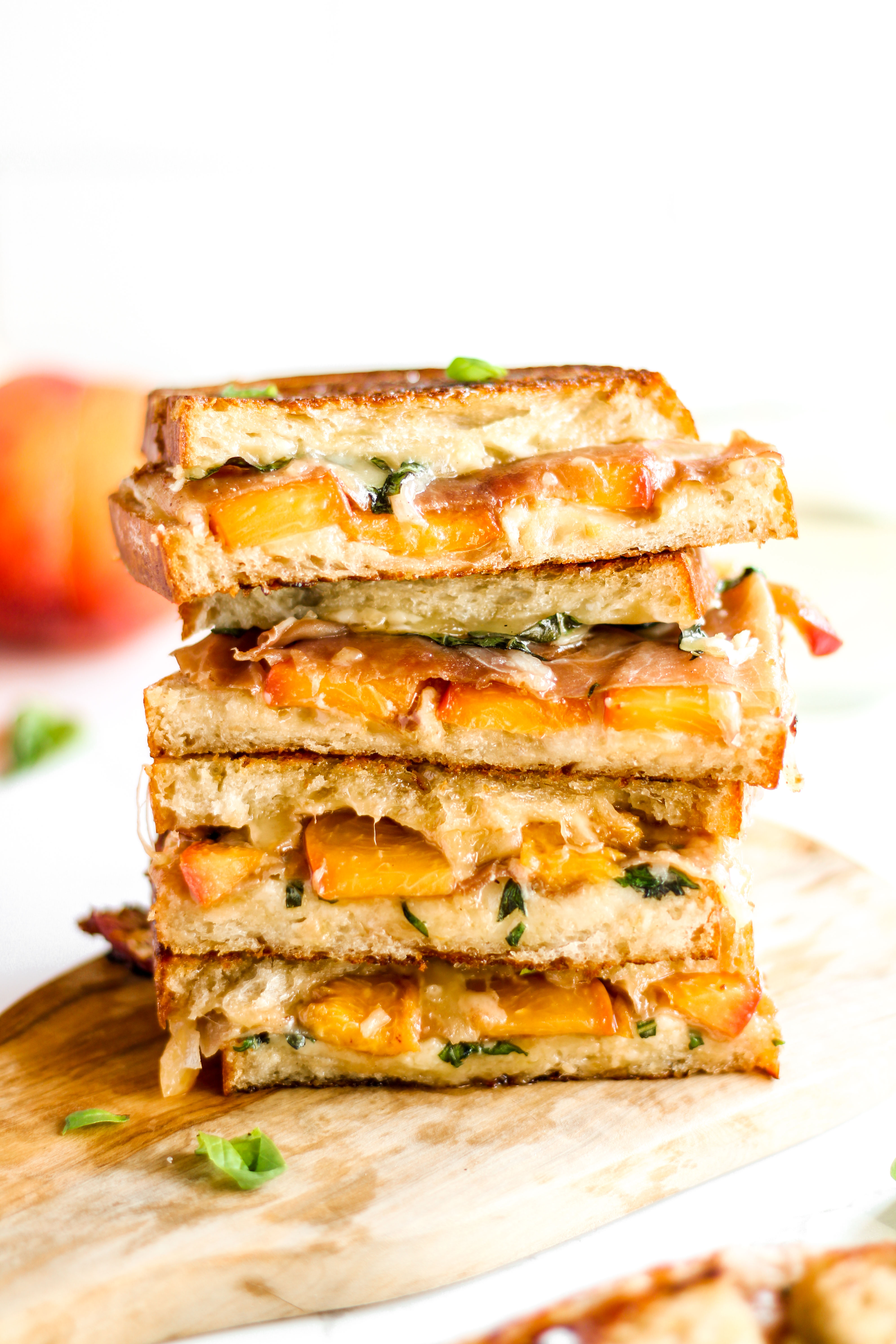 Havarti Grilled Cheese with Balsamic Peaches and Prosciutto